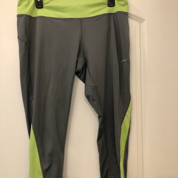 Nike Pants - Nike gray & lime green dri-fit Leggins. Size XL.